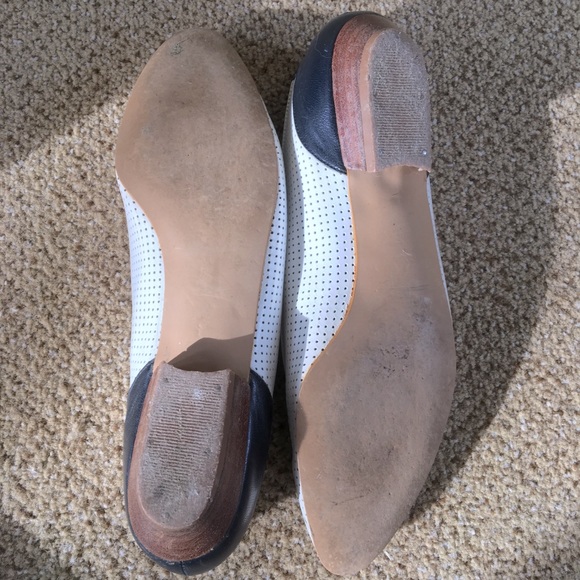 Vintage / navy and white leather flats - Picture 5 of 9